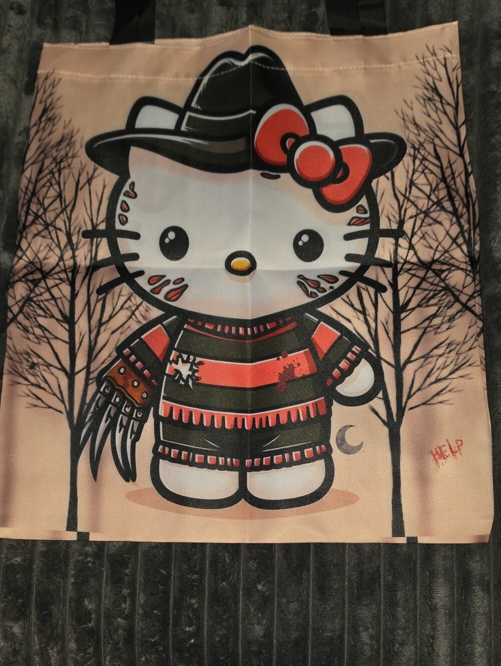 Hello Kitty Freddy Kreuger Halloween Tote— Horror Print